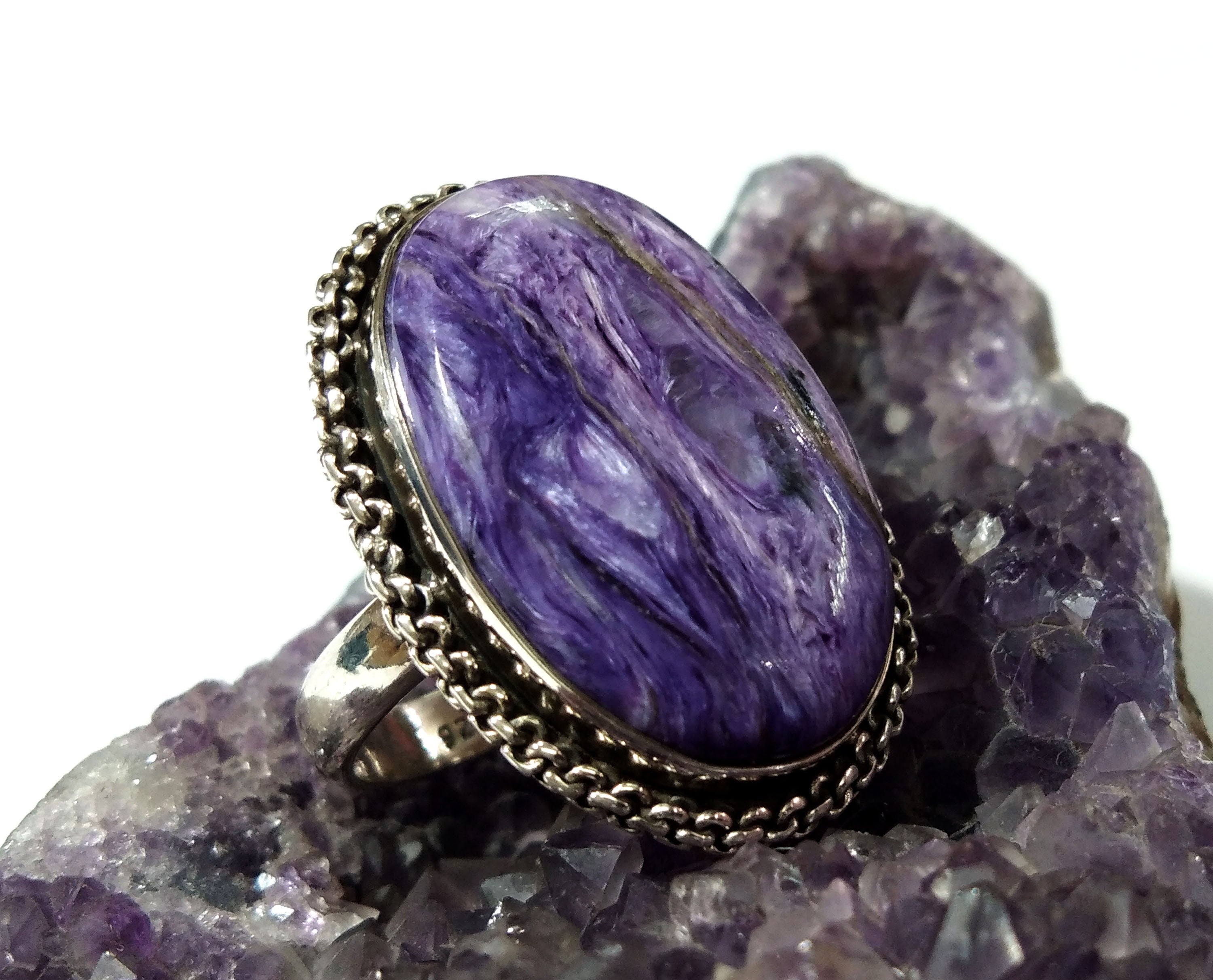 Natural Charoite Gemstone Ring, 925 Starling Silver Ring, Amazing Design Purple Color Charoite Stone Ring, Handmade Ring, For Girls & Women.
